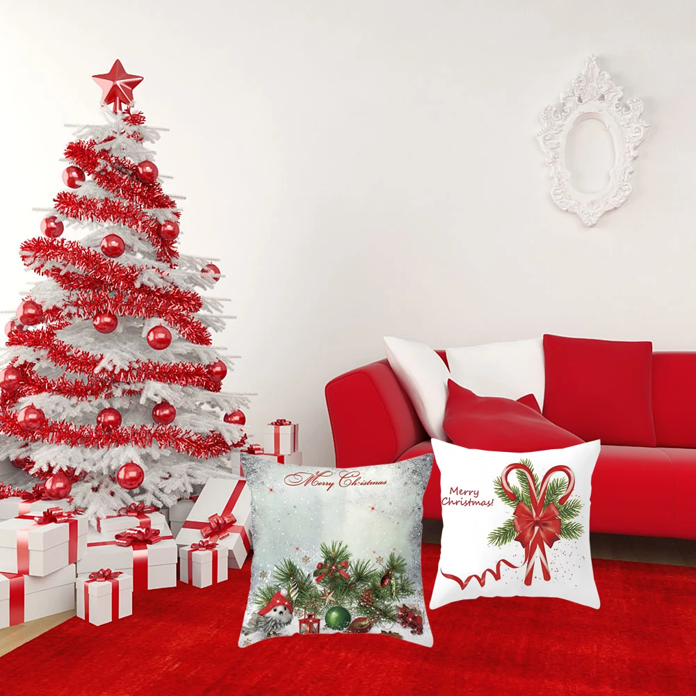 

Christmas Cushion Cover Merry Christmas Printed Decorative Pillows Sofa Home Decoration Pillowcase snowman Case Cover
