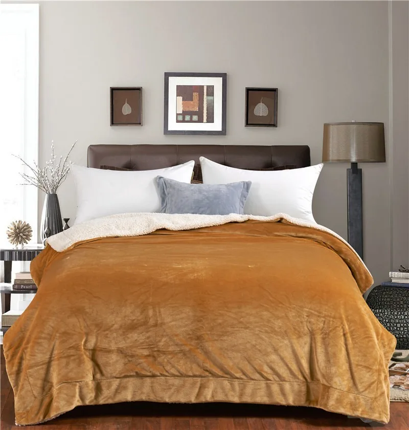 

Luxury brand Designer Blanket for Adult Children Sherpa Lamb Blanket Thick Warm Winter Solid Color Bed Blankets Pink Bedding