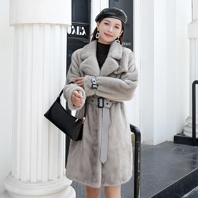 new female mink fur coat jacket suit collar whole mink 1008 - Цвет: Yin Lan
