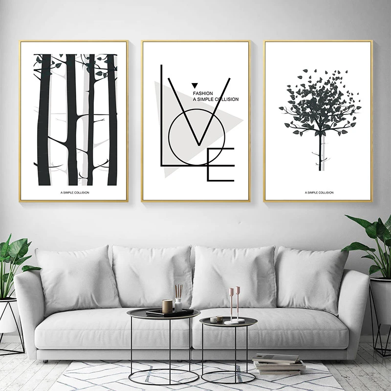 Abstracte En Witte Boom Canvas Schilderijen Minimalistische Love Quotes Posters En Prints Muur Art Foto Decor|Schilderij & Schoonschrift| - AliExpress