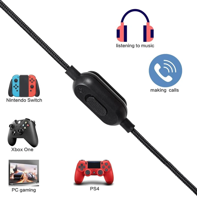 Portable Headphone Cable Audio Cord Line for Lo gitech GPRO X G233 G433 HyperX Cloud Mix Cloud Alpha Earphones Headset