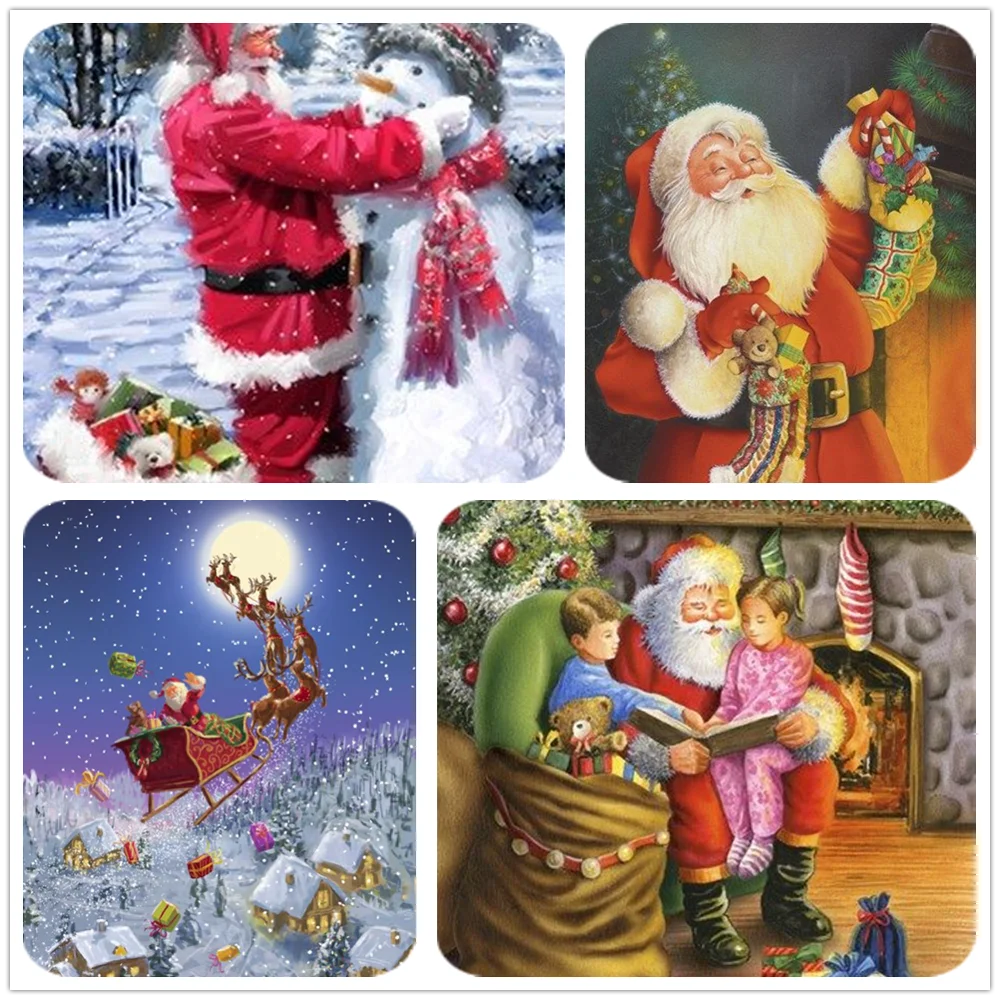 

Full Square/Round Drill 5D Diy Diamond Painting Christmas Cartoon Diamond Embroidery Snow Scene Christmas Home Decor Gift Lx715
