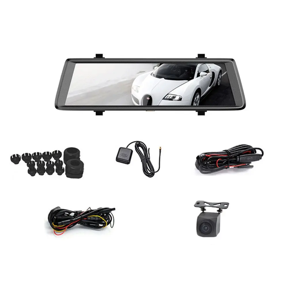 Ips сенсорный экран 1080P Автомобильный видеорегистратор Двойной объектив Dashcam монитор парковки зеркало заднего вида камера регистрация