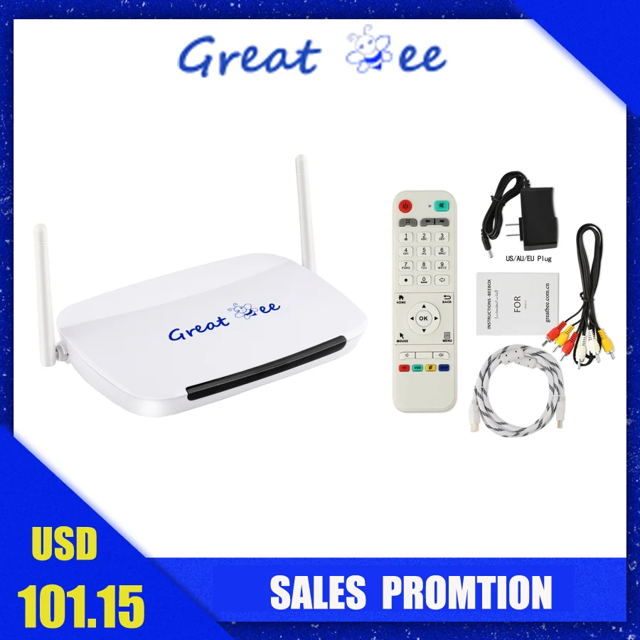 Лидер продаж Арабская приставка Great Bee IPTV Android 4 2 Wi Fi встроенная для Бесплатная