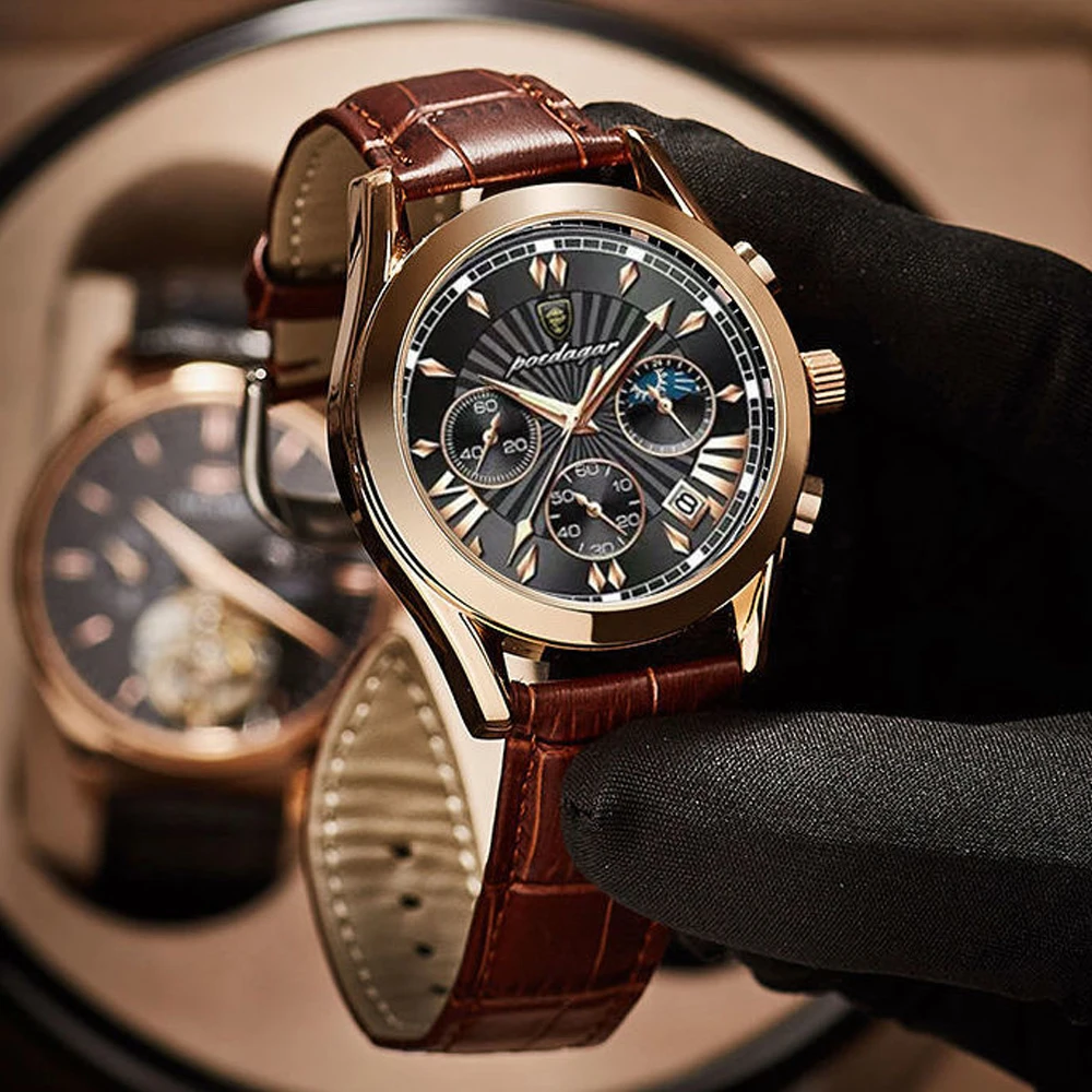 POEDAGAR Men Watch Top Luxury Brand Sport Watches Mens Fashion Full Steel Quartz Wristwatch Date Male Clock Relogio Masculino