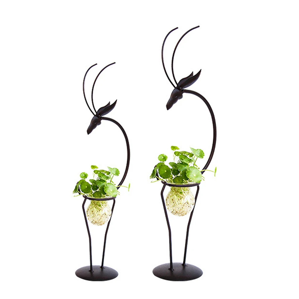 Цветочная подставка без почвы семейная Гидропоника железная ваза для гидропоники контейнер крепкое украшение офиса красивое железо рамка оленя - Цвет: 10x49