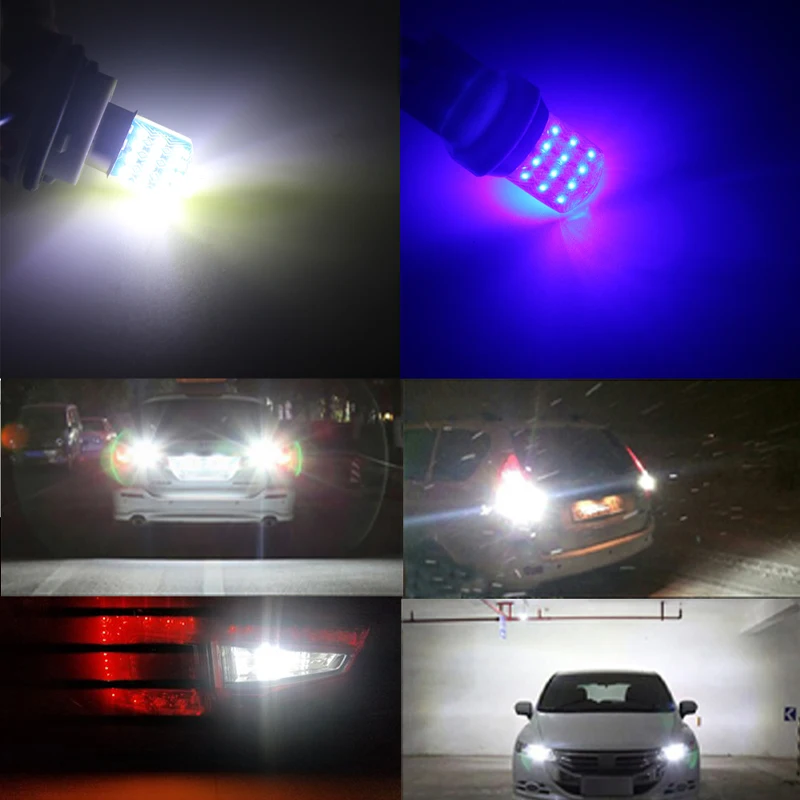1 шт. стробоскоп 1157 BAY15D P21/5 Вт T20 7443 W21/5 Вт 24SMD RGB высокая яркость вспышка силиконовый Canbus задний стоп-сигнал ParkingLamp