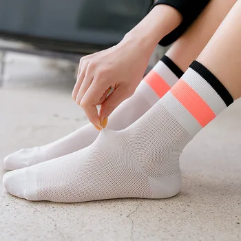 

Women Socks 2020 Spring New Fashion Socks Summer Striped Hollow Out Women Soft Cute Long Style Socks For Women Mesh Thin Socks