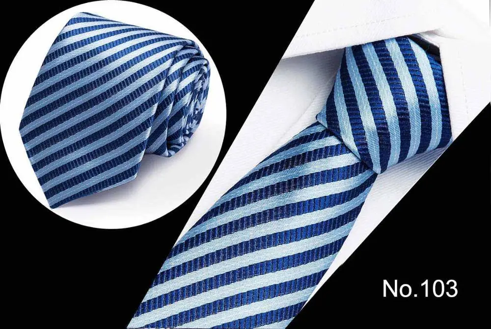 Роскошные 7 см мужские галстуки с принтом для мужчин тонкие галстуки полиэфирные жаккардовые галстуки для худой шеи Свадебные Узкие галстуки - Цвет: 103