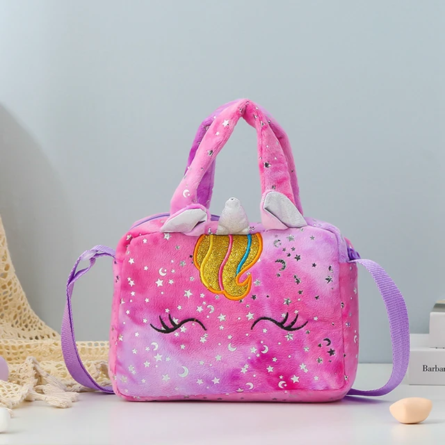 Unicorn Mini Soft Plush Crossbody Bag Woman Girls Tied Dye HandBag 2022  Cute And Fresh Style Shinny Star Moon Bag - AliExpress