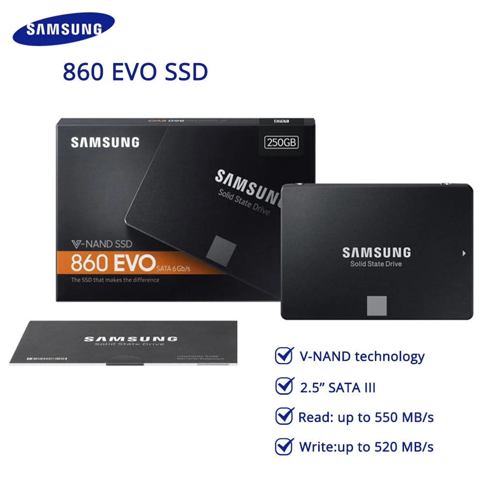 Original Samsung SSD 860 EVO interno sólido 250GB 500GB 1TB 2TB disco de estado HDD Disco Duro sapa