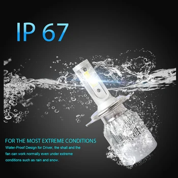 

Super Bright H4 LED Lights Waterproof 100W Lamp 1 Pair White Headlight C6