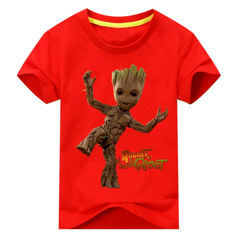 

2019 Children Girls T-shirt Dancing Groot Print Boys Girls Tops Tees Kids Cotton Short Sleeve Summer Clothes For Toddler T shirt