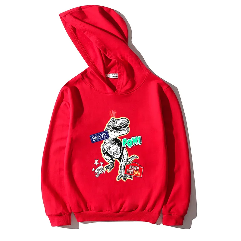 T-rex Kids Long Sleeve Pullover Fashion Thin Cotton Sweatshirt Boy Dinosaur new Hoodie Baby Boy Coat Jacket Tyrannosaurus Hoodie - Цвет: red