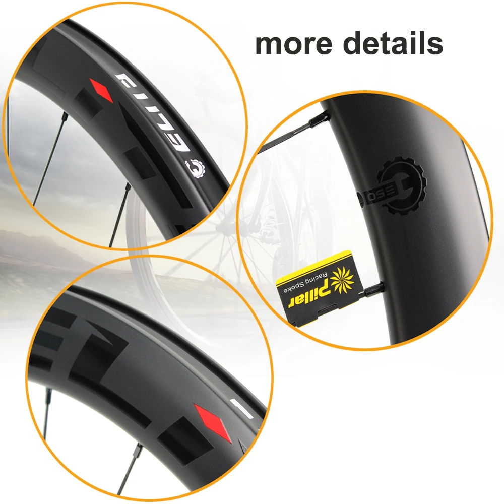 Elite ENT Disc Brake Carbon Wheels 700c UCI Quality Road Bike Carbon Wheelset With Center Lock Or 6-blot Bock Road Cycling