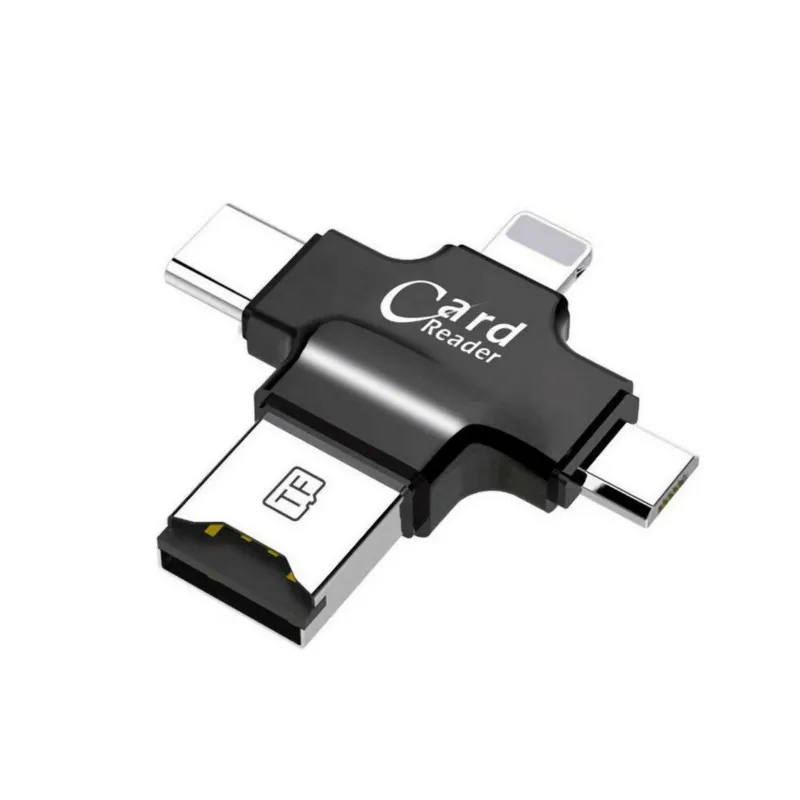 OTG Тип C адаптер USB 4in1 Тип-конвертер 4-в-1 Мути-кард-ридер для iPhone/Android адаптеры USB3.0 USB-C устройство для считывания с tf-карт