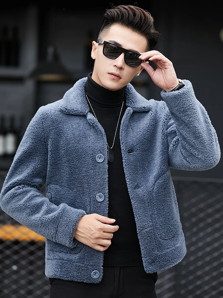 

Natural Sheep Shearling Short Winter Jacket Men Clothes 100% Wool Fur Coats Mens Plus Size Coat YC1993 MY770
