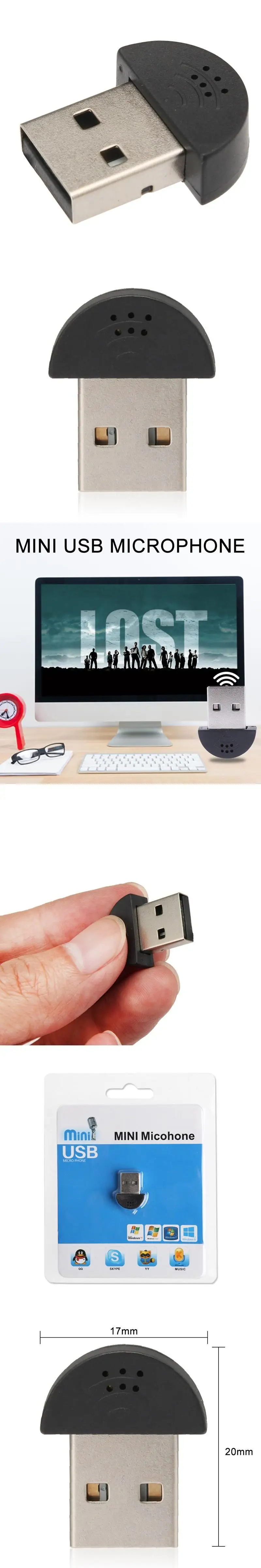 Супер Мини микрофонный аудио адаптер USB2.0 для ПК ноутбук Студийный микрофон настольный микрофон