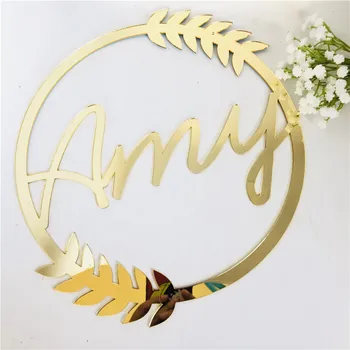 

Acrylic Mirror Name Persinalized Wall Sign Custom Wreath Signs Wedding Signature Birthday Baby Shower Room Decor