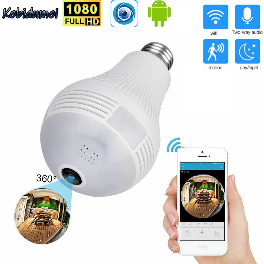 Kebidumei 1080P HD Wi-Fi камера 360 градусов внутренняя беспроводная домашняя рыбий глаз
