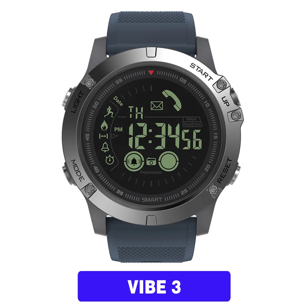 VIBE 3 Blue Новинка, Zeblaze VIBE 3, флагманские прочные Смарт-часы, 33 месяца, время ожидания, 24 часа, всепогодный мониторинг, Смарт-часы для IOS, Android - Цвет: VIBE 3 Blue