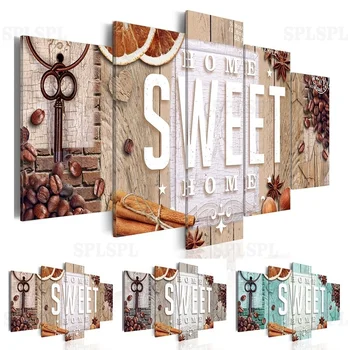 

2019 Modern Home Decor Sweet Home Picture Oil Painting on Wall Art Canvas Print Home Decoration(No Frame)