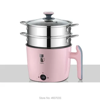 

Multifunctional Electric Cooker Heating Pan Electric Cooking Pot Machine Hotpot Noodles Rice Eggs Soup double Steamer 220V