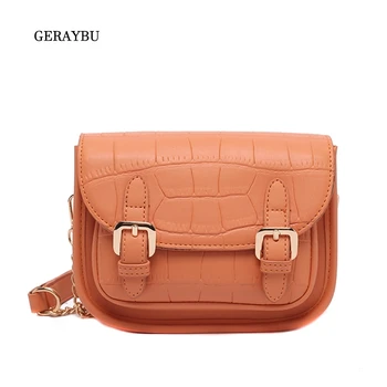 

Fashion Women Shoulder Bag Stone Pattern Female Youth Diagonal Bag Chain Simple Daily Bag PU Leather Orange