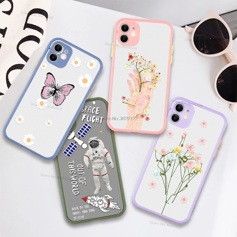 Cartoon Phone Case For iPhone 6S 6 7 8 7Plus 6sPlus 8Plus Fashion Daisy Flower Shells Matte transparent Cases Cover | Мобильные