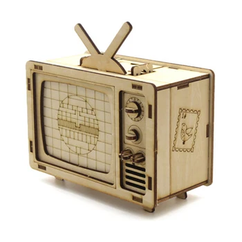 

DIY Woodcraft Assembly Construction Wood Jigsaw TV Craft Wooden Model Kit Block Assembly Toys For Kids Children Birthdaty Gifts