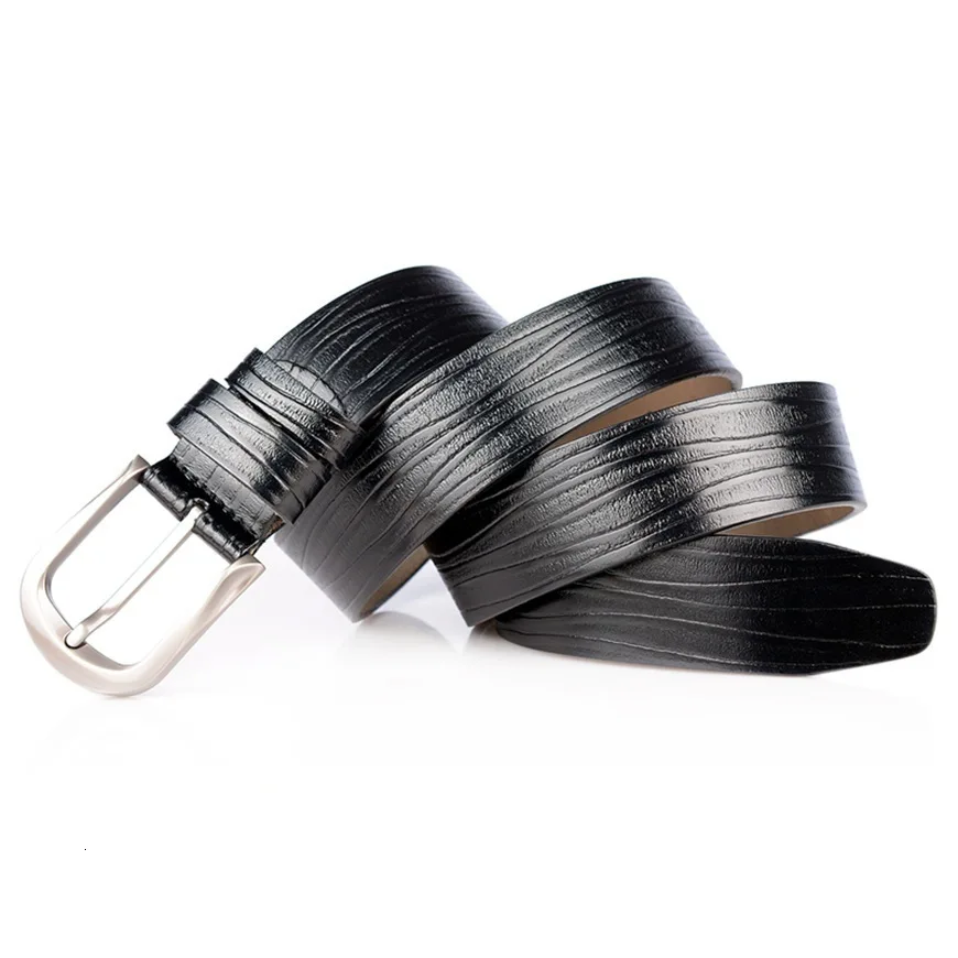 High-end Leisure Pin-button Men's Genuine Leather New Vintage Bark Pattern Pure Cowhide Men Belt Fashionable Trousers