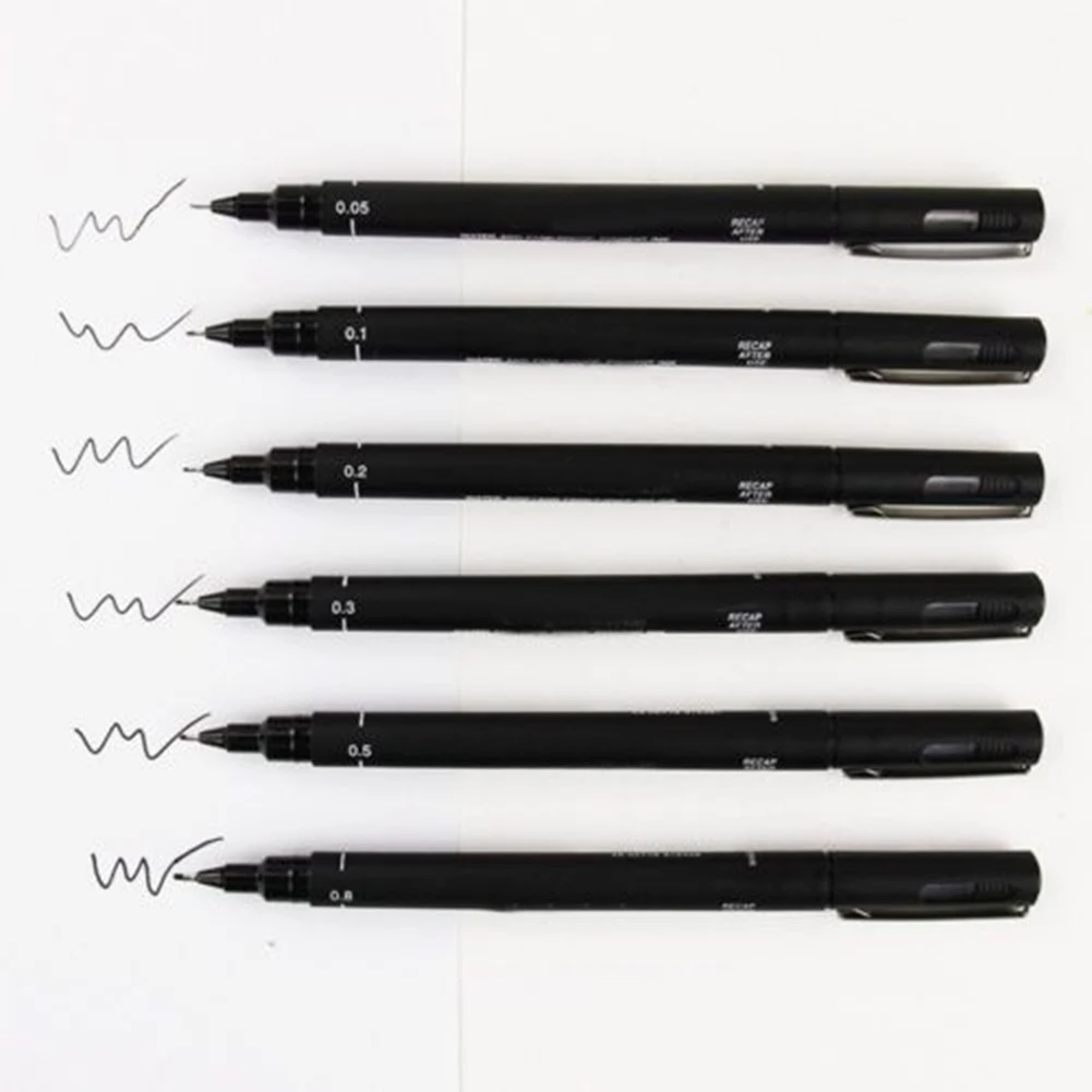 Черный пигмент лайнер Fineliner водонепроницаемый аниме, комикс Рисование чернил ручка