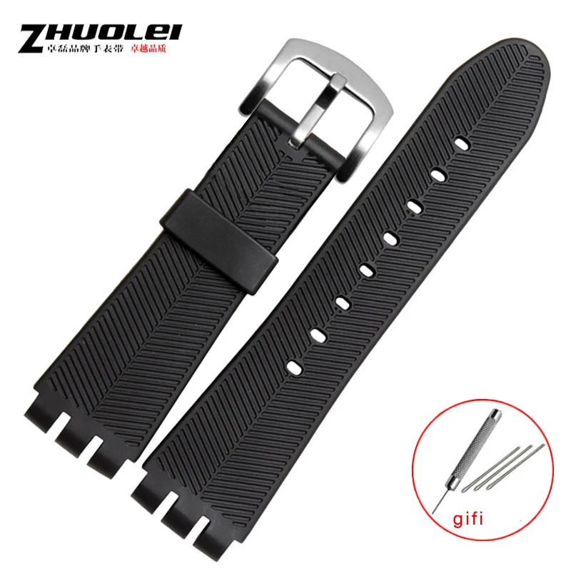 Premium Men's Black Waterproof Silicone Watchband - Soft, High-Quality Diving Strap Replacement