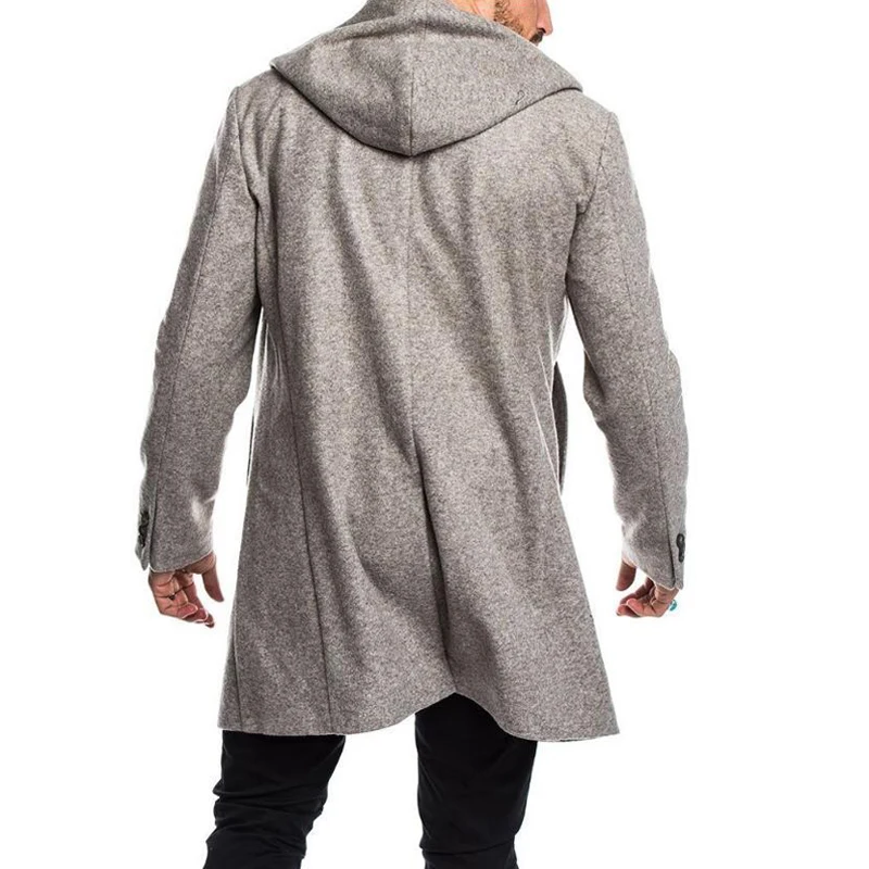 Мужская приталенная толстовка с капюшоном, верхняя одежда, куртка с длинным рукавом, Тренч с капюшоном, осеннее пальто, Peacoat