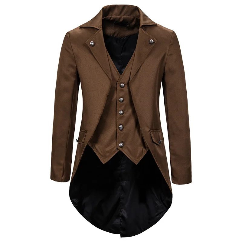 Chaqueta gótica Retro para hombre, abrigos medievales Steampunk, chaqueta de dos piezas, abrigo para traje de Cosplay de hombres