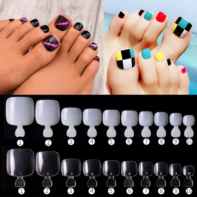 24 Pieces French False Toe Nails Artificial Toe Nails French Fake Toe Nail  Tips Kit Full Cover With Nail Files And Sticker For Nail Art Salon Diy  Decoration ( Pack Of 24 )