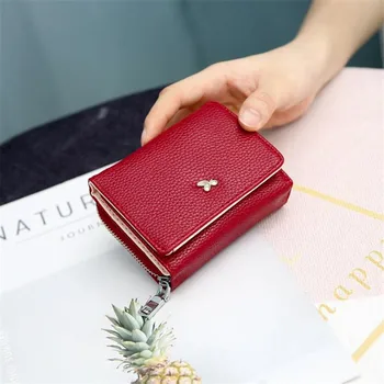 

Women's Short Wallet Korean Girls Litchi Coin Purse Money Clip Zipper Buckle Small Wallet Card Holder Female Hasp Mini Clutch