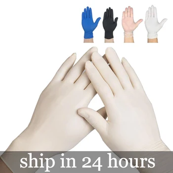 

50/100pcs Disposable Latex Gloves Non-Slip Acid and Alkali Laboratory Medical Rubber Work Household Cleaning Gloves Universal