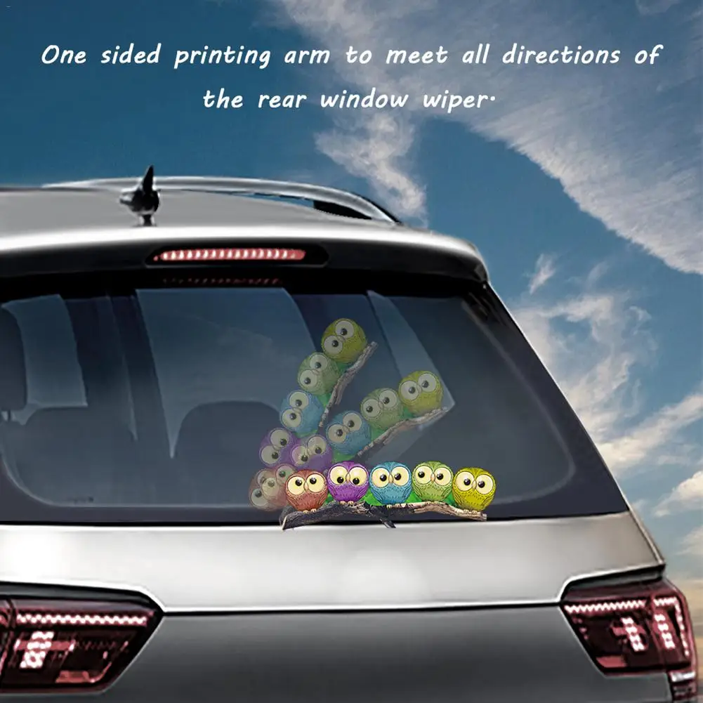 Car Rear Windshield Sticker Cute Owl Rear Wiper Sticker For Vehicle