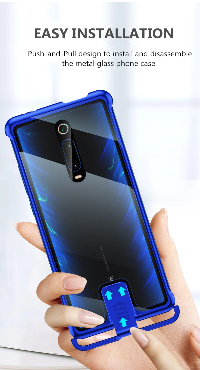 Чехол OMEVE для Xiaomi mi 9 T, безрамный металлический бампер и задняя крышка из закаленного стекла для Xiao mi 9T Pro/Red mi K20 K20 Pro, чехол для телефона