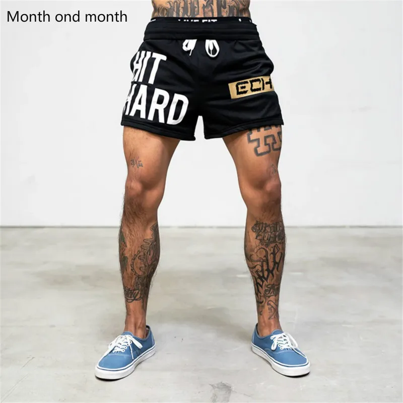 

Men Fitness Bodybuilding Shorts Gyms Workout Male Breathable Mesh Quick Dry Sportswear Jogger Beach Short Pants Training Shorts