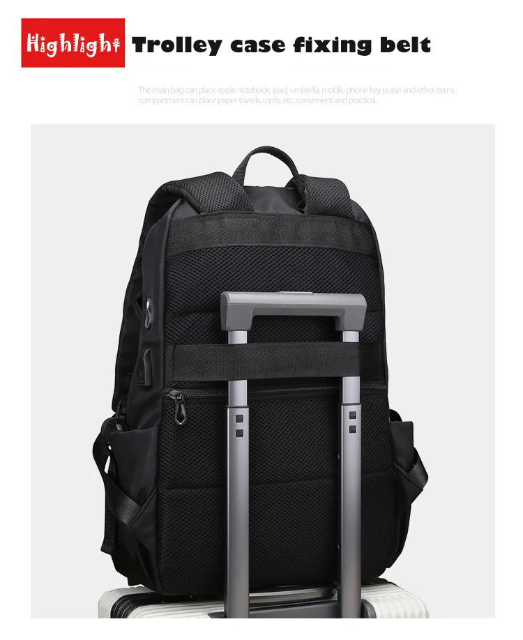 15.6 inch Laptop Backpack Men Waterproof Travel Business USB Backpacks Students School Back Pack Bag Black Grey Leisure Rucksack (7)