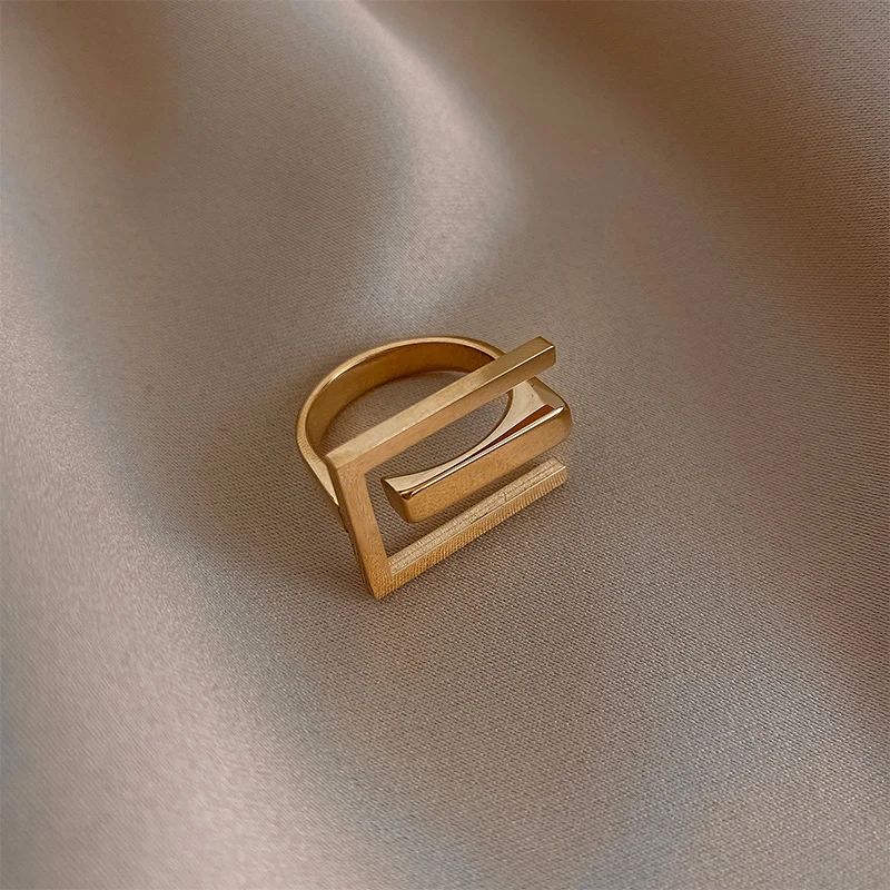 European and American Exaggeration Titanium Steel Gold Geometric Element Open Rings For Woman 2020 New Fashion Korean Jewelry - Image 5
