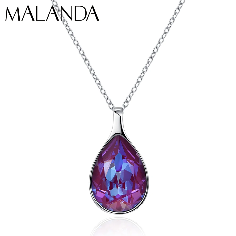 Кристаллы от Swarovski подвески в форме капель воды ожерелье s для женщин Новая мода элегантное ожерелье Свадебная вечеринка ювелирные изделия для мам девочек Gif on AliExpress 