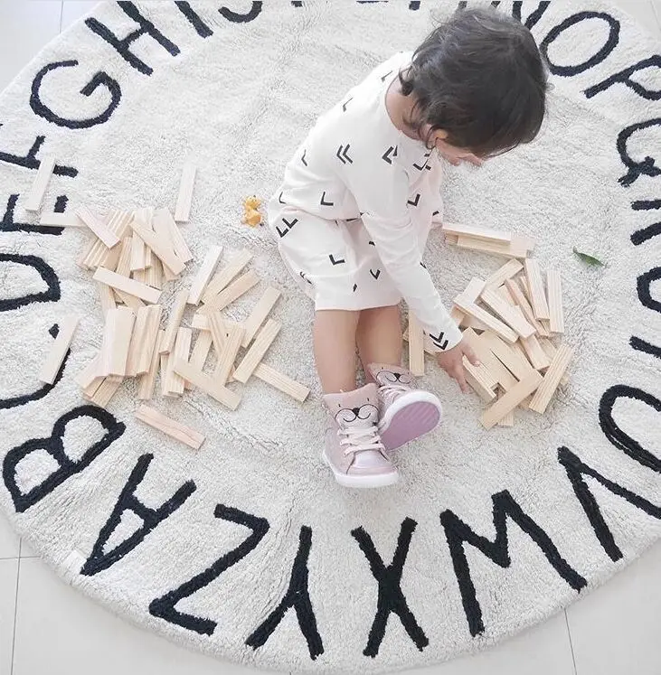 

INS Nordic 26 Letters Round Mat Home Decor Mats Children's Play Mats Children's Room Soft Pack Kids Photography Props Baby Toy