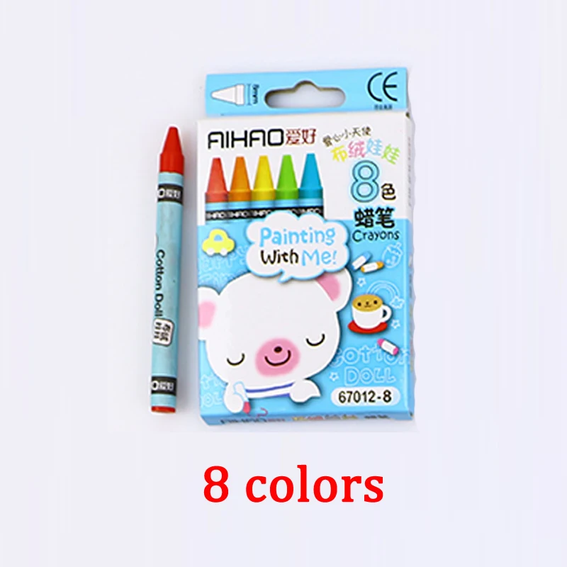 8 colors blue 1 набор мелков творческий мультфильм 8/12/24 Цвета рисунок нетоксичные масляная пастель фyтбoлкa дeтскaя стyдeнт пастельных карандашей товары для рукоделия ZXH - Цвет: 8 colors blue