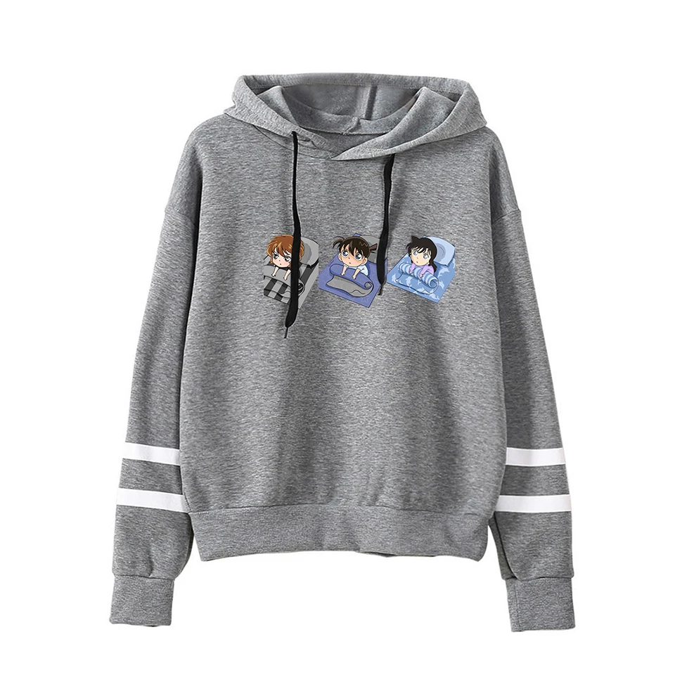 Grey Detective Conan Fashion Print Case Closed Hoodies Outwear Sweatshirt Casual Unisex Soft Streetwear Trendy Hot sale Clothes - Цвет: Grey