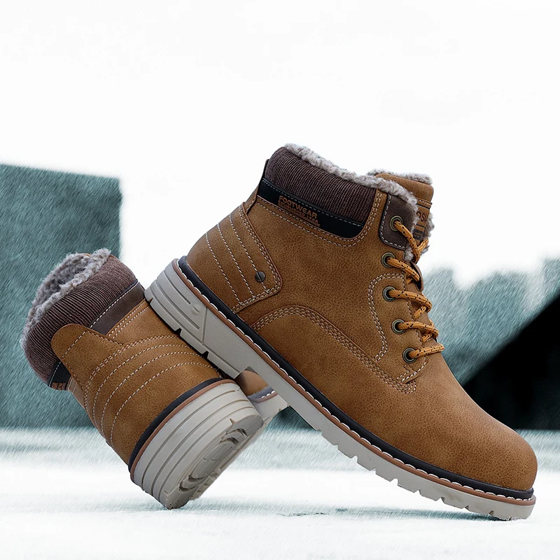 

PPLNG men's outdoor plus velvet boots, autumn and winter sports hiking hiking boots fashion warm Martin boots, motorcycle boots