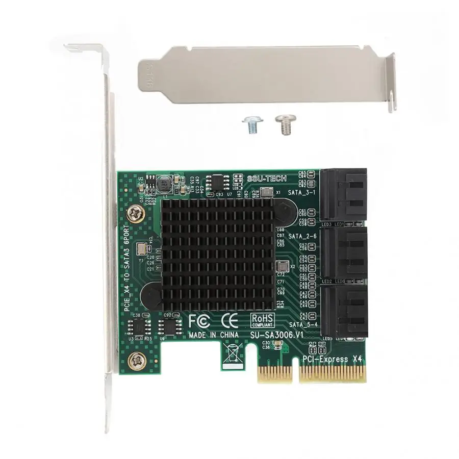 Настольный PCI-E 4X к интерфейсу SATA3.0 расширитель адаптера карты основной чип управления ASM1062+ 1093 поддержка для Linux/NAS/