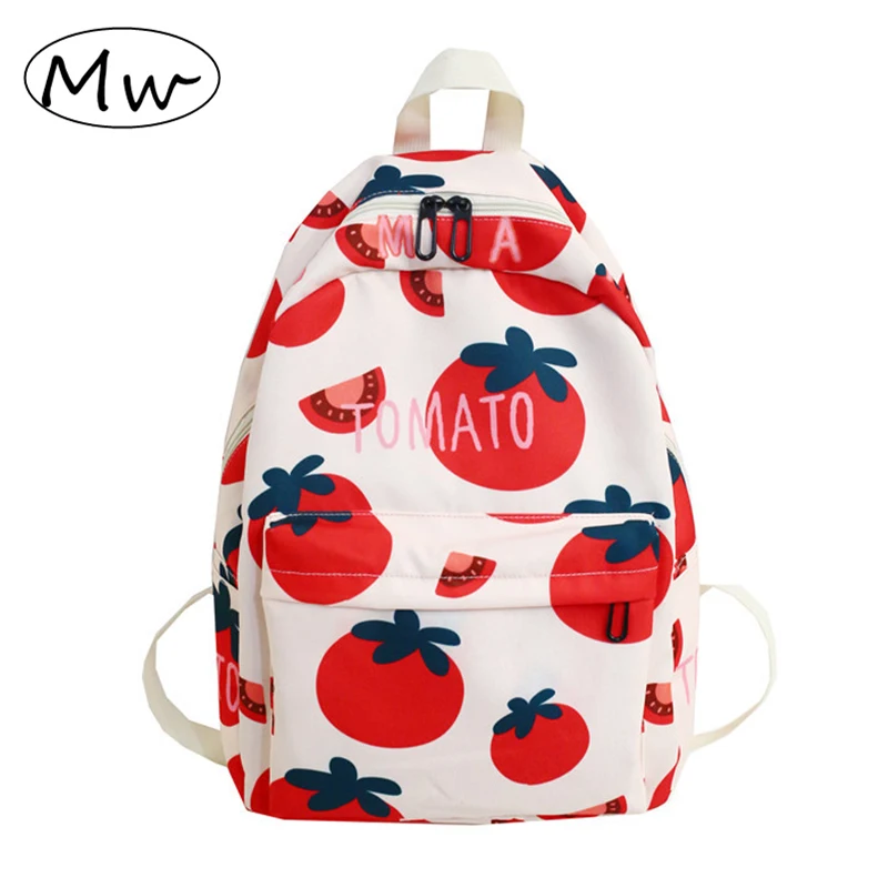 

Fashion Canvas Backpack Cute Fruit Printing Travel Bagpack for Women Korean Style Large Capacity School Bag mochila feminina